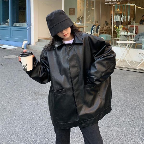 women's leather & faux casual black jacket women korean thin loose moto female 2021 spring fashion streetwear lady outerwear biker coat
women's leather & faux casual black jacket women korean thin loose moto female 2021 spring fashion streetwear lady outerwear biker coat