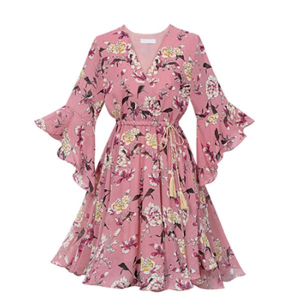 2019 women new fashion elegant chiffon dresses v-neck ruffle sleeve ladies robe vintage print beach dress plus size 5xl vestidos, Black;gray
2019 women new fashion elegant chiffon dresses v-neck ruffle sleeve ladies robe vintage print beach dress plus size 5xl vestidos, Black;gray