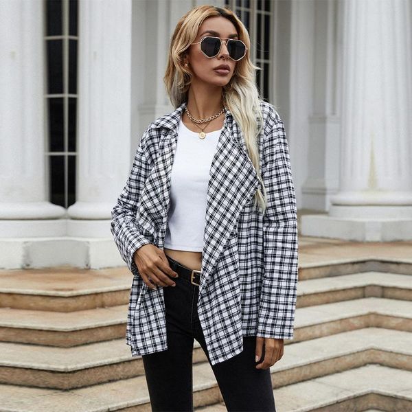 women's suits & blazers 2021 stylish plaid jacket women loose blazer coat autumn winter oversize jakcets female casual chic lady suit, White;black
women's suits & blazers 2021 stylish plaid jacket women loose blazer coat autumn winter oversize jakcets female casual chic lady suit, White;black