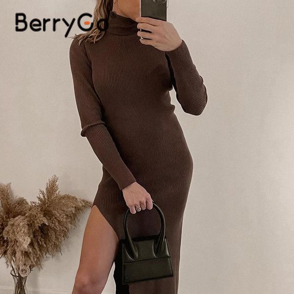 casual dresses berrygo high street long sleeves women sheath knitted dress elegant solid turtleneck split female office slim vestidos, Black;gray
casual dresses berrygo high street long sleeves women sheath knitted dress elegant solid turtleneck split female office slim vestidos, Black;gray