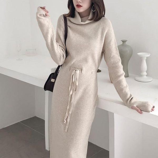 casual dresses winter thick turtleneck sweater a-line dress women lace up knitted pullover long sleeve female knitwear soft vestidos, Black;gray
casual dresses winter thick turtleneck sweater a-line dress women lace up knitted pullover long sleeve female knitwear soft vestidos, Black;gray
