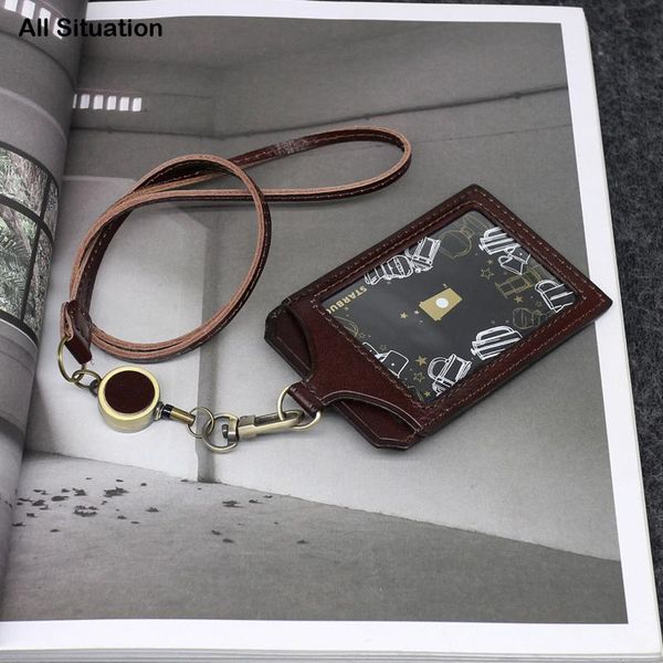 card holders luxury id badge holder for office work first layer cow leather set neck hanging rope mini bus purses identity tag, Brown;gray
card holders luxury id badge holder for office work first layer cow leather set neck hanging rope mini bus purses identity tag, Brown;gray