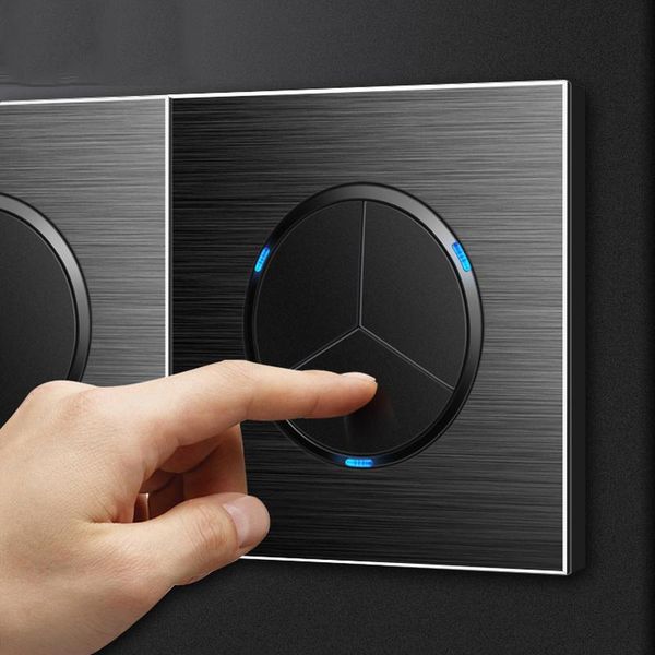 smart home control 86 type 1 2 3 4 gang way wall switch household black aluminum alloy panel light switches eu uk france socket 90v-250v
smart home control 86 type 1 2 3 4 gang way wall switch household black aluminum alloy panel light switches eu uk france socket 90v-250v