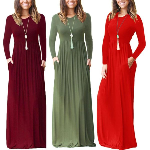 casual dresses long dress women autumn o-neck solid sleeve pocket elastic high waist maxi female slim beach robe plus size, Black;gray
casual dresses long dress women autumn o-neck solid sleeve pocket elastic high waist maxi female slim beach robe plus size, Black;gray