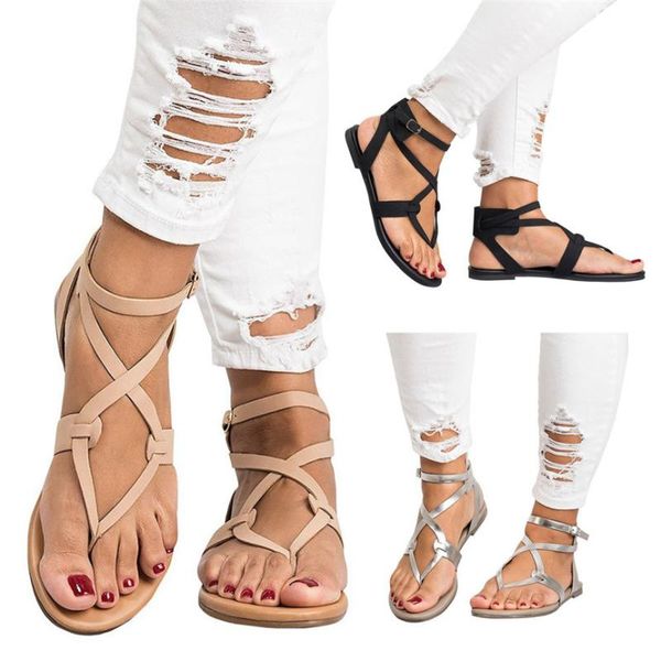 sandals women's shoes fashion summer solid ladies cross strap flat ankle open toe roman casual soft non-slip shoe, Black
sandals women's shoes fashion summer solid ladies cross strap flat ankle open toe roman casual soft non-slip shoe, Black