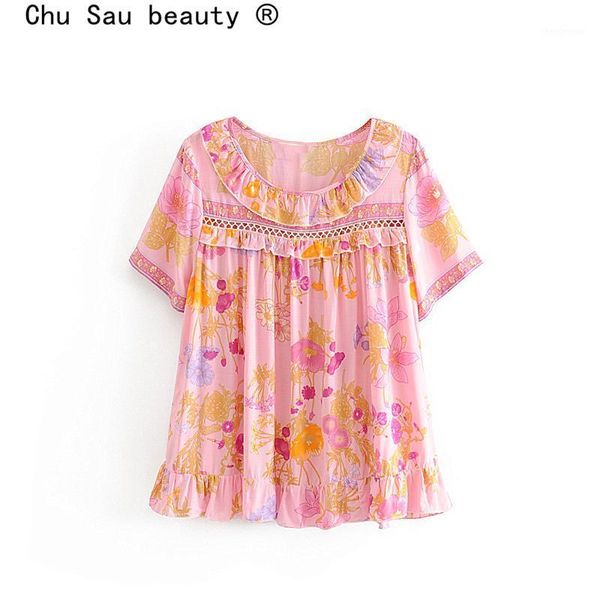 fashion boho vintage floral print short women beach style hollow out ruffles blouses vestidos de mode women's & shirts, White
fashion boho vintage floral print short women beach style hollow out ruffles blouses vestidos de mode women's & shirts, White