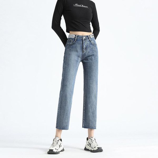 women's jeans fashion high-waist straight-leg women's high-elastic distressed trousers street casual slim pants, Blue
women's jeans fashion high-waist straight-leg women's high-elastic distressed trousers street casual slim pants, Blue