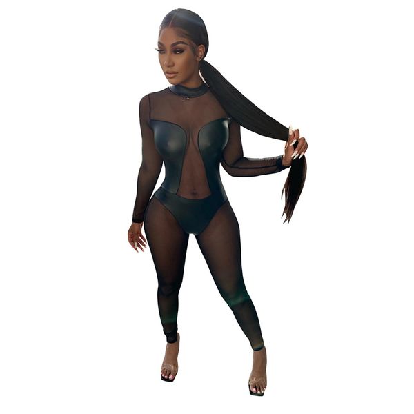 hollow perspective long sleeve pu+net yarn slim jumpsuit one piece outfits night club party rave festival clothing, White
hollow perspective long sleeve pu+net yarn slim jumpsuit one piece outfits night club party rave festival clothing, White