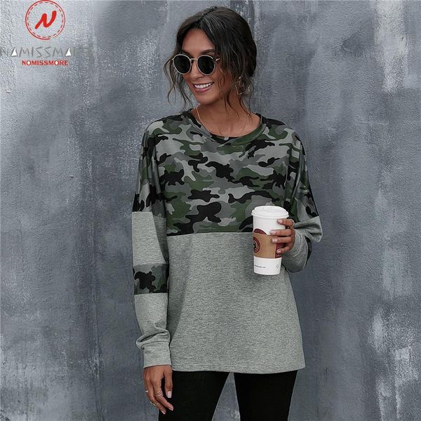 women's t-shirt fashion women camouflage print t-shirts color matching design o-neck long sleeve spring autumn casual loose pullovers t, White
women's t-shirt fashion women camouflage print t-shirts color matching design o-neck long sleeve spring autumn casual loose pullovers t, White