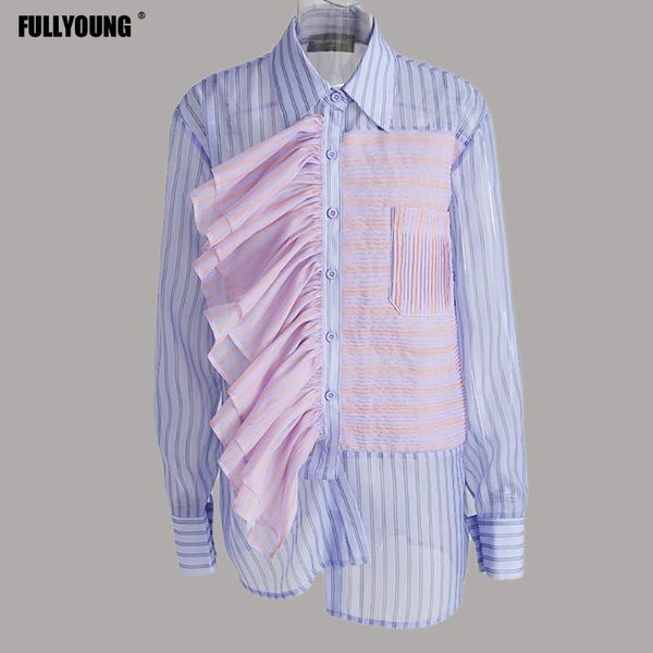 women's blouses & shirts fullyoung stripe women chiffon long sleeve shirt spring autumn all-match lapel casual streetwear hipster cardi, White
women's blouses & shirts fullyoung stripe women chiffon long sleeve shirt spring autumn all-match lapel casual streetwear hipster cardi, White