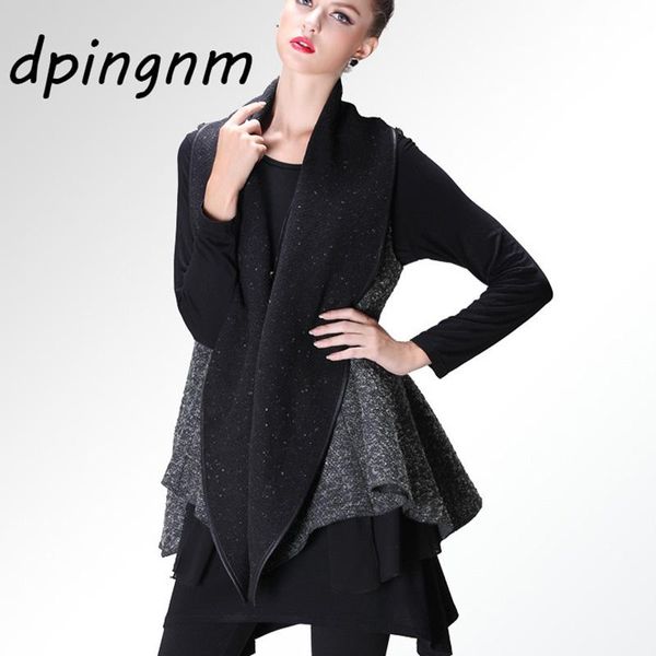 women's vests of women sleeveless irregular coat jacket parka outwear cardigan, Black;white
women's vests of women sleeveless irregular coat jacket parka outwear cardigan, Black;white