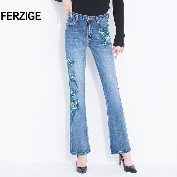women's jeans ferzige 2021 women fashion flares denim pants embroidery floral light blue high waist stretch ladies large size mujer
women's jeans ferzige 2021 women fashion flares denim pants embroidery floral light blue high waist stretch ladies large size mujer