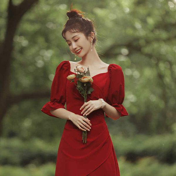 luxury evening dress wine red bride's wedding toast usually can wear 2021 summer engagement , female back door, Black;gray
luxury evening dress wine red bride's wedding toast usually can wear 2021 summer engagement , female back door, Black;gray