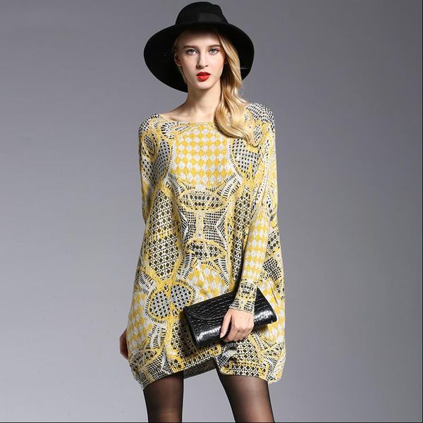 spring fall sweater women oversized yellow dress casual print knitted pullovers winter fashion long batwing sleeve pull femme, White;black 
spring fall sweater women oversized yellow dress casual print knitted pullovers winter fashion long batwing sleeve pull femme, White;black