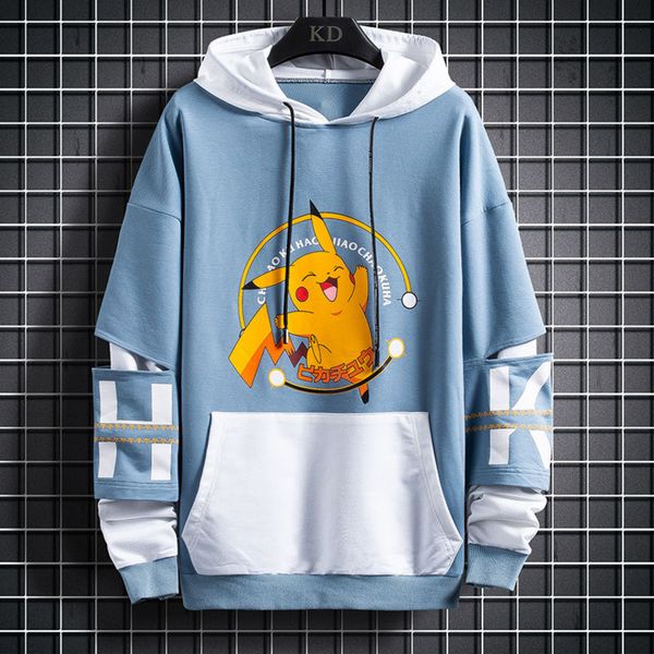 men's sweater fashion hooded fake two picchu printed bottoms youth trend korean men's et, Black
men's sweater fashion hooded fake two picchu printed bottoms youth trend korean men's et, Black