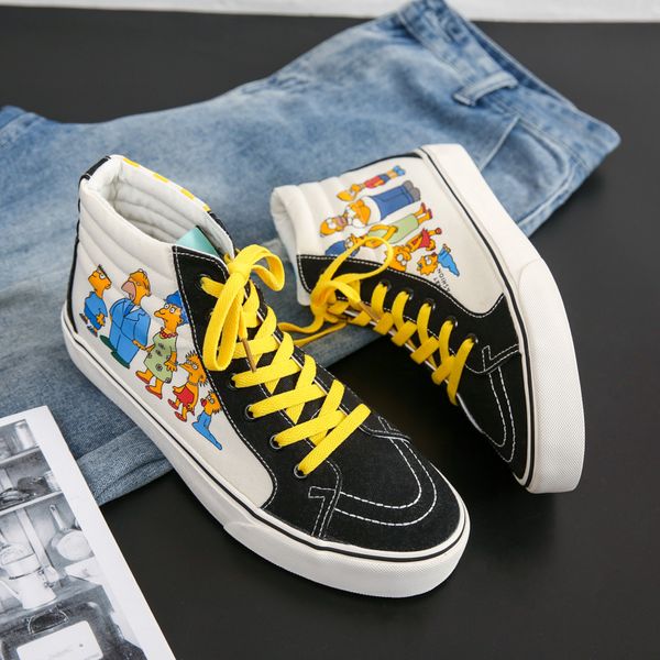 men high canvas shoes cartoon graffiti print couple skateboard shoes designer espadrilles men casual sneakers zapato de lona, Red;white
men high canvas shoes cartoon graffiti print couple skateboard shoes designer espadrilles men casual sneakers zapato de lona, Red;white