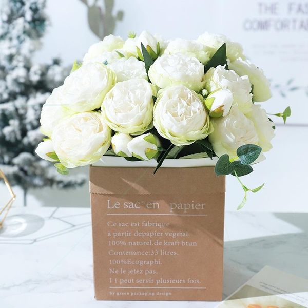 decorative flowers & wreaths 1pc 5 heads peony rose artificial flower bouquet white silk fake wedding home decoration
decorative flowers & wreaths 1pc 5 heads peony rose artificial flower bouquet white silk fake wedding home decoration
