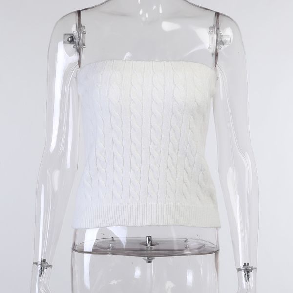 autumn winter knitted tube for women club party white strapless cropped sweaters fashion
autumn winter knitted tube for women club party white strapless cropped sweaters fashion