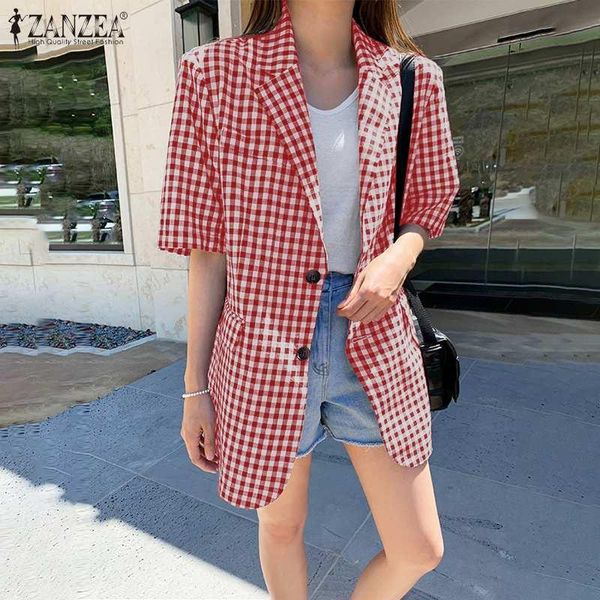women's suits & blazers zanzea casual loose lapel printed shirts plus size women summer checked blouse short sleeve plaid blazer button, White;black
women's suits & blazers zanzea casual loose lapel printed shirts plus size women summer checked blouse short sleeve plaid blazer button, White;black