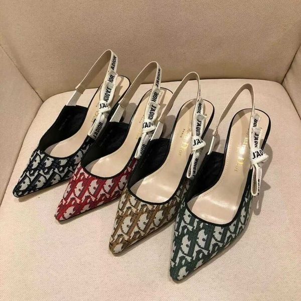 2021 d new pointed bow cat heel women's shoes patterned cloth letter ribbon high heel back empty sandals, Black
2021 d new pointed bow cat heel women's shoes patterned cloth letter ribbon high heel back empty sandals, Black