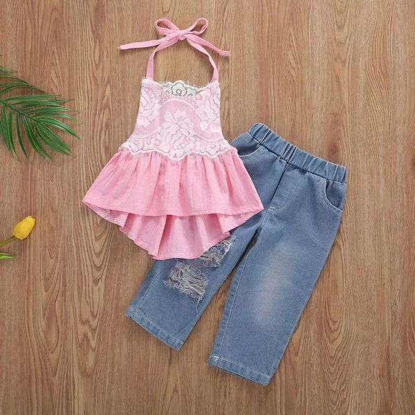 clothing sets baby & children's 1-7y kids girls clothes lace floral pink sleeveless vest +denim pants 2pcs summer set, White
clothing sets baby & children's 1-7y kids girls clothes lace floral pink sleeveless vest +denim pants 2pcs summer set, White