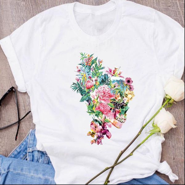 women graphic ladies skull flower floral cartoon 90s clothes lady clothing tees print female t shirt womens t shirt, White
women graphic ladies skull flower floral cartoon 90s clothes lady clothing tees print female t shirt womens t shirt, White