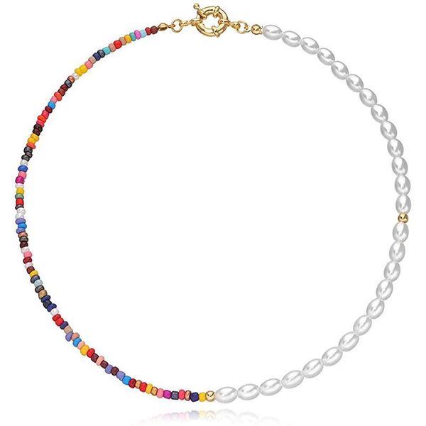chains bohemian bead pearl shell choker necklace for women girls handmade colourful seed beaded jewellery, Silver
chains bohemian bead pearl shell choker necklace for women girls handmade colourful seed beaded jewellery, Silver
