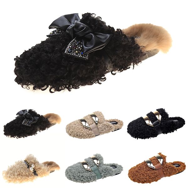 wholesale newly autumn winter womens slippers metal chain all inclusive wool slipper for women brown outer wear plus big szie muller half dr, Black
wholesale newly autumn winter womens slippers metal chain all inclusive wool slipper for women brown outer wear plus big szie muller half dr, Black
