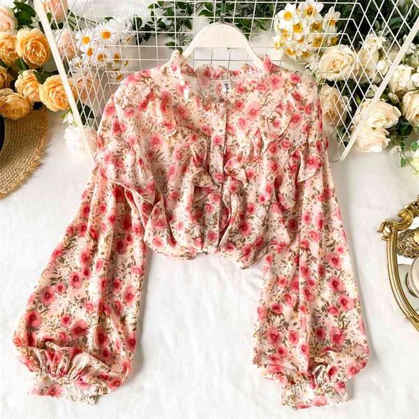 women elegant sweet printed shirt female wood ear trim long lantern sleeve chiffon blouse stand neck ruffle l070 210527, White
women elegant sweet printed shirt female wood ear trim long lantern sleeve chiffon blouse stand neck ruffle l070 210527, White