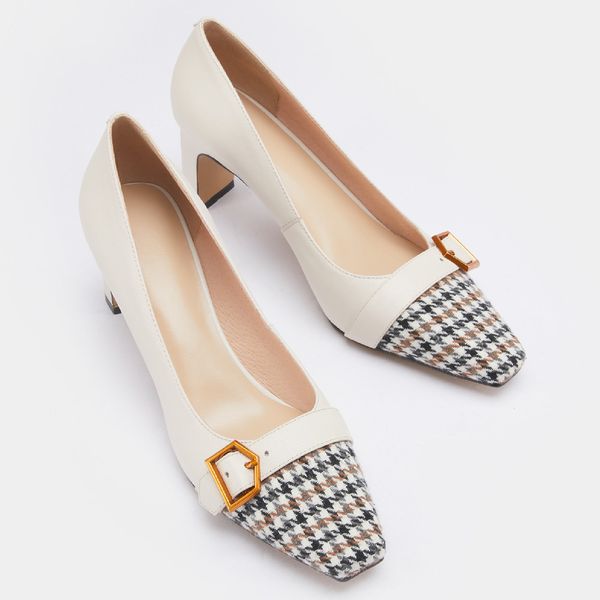 womens genuine leather fabric patchwork thick high heel square toe slip-on pumps square toe metal buckle ol style dress shoes, Black
womens genuine leather fabric patchwork thick high heel square toe slip-on pumps square toe metal buckle ol style dress shoes, Black
