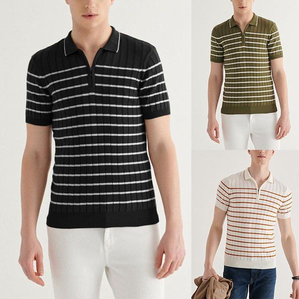 men's polos turn-down collar zipper design summer slim fashion shirts casual striped short sleeve knitted shirt vintage, White;black
men's polos turn-down collar zipper design summer slim fashion shirts casual striped short sleeve knitted shirt vintage, White;black
