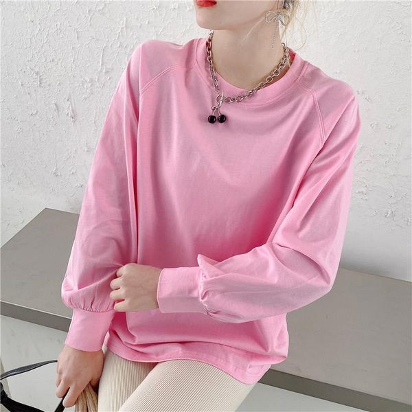 women's t-shirt 2021 spring women solid cotton casual t shirt long sleeve round neck simple loose basic tee pink, White
women's t-shirt 2021 spring women solid cotton casual t shirt long sleeve round neck simple loose basic tee pink, White