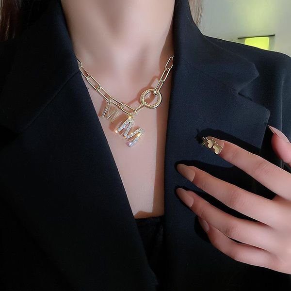 chokers mogaku korean style m letter fashion rhinestones necklace women gold color chains stainless steel thin pendant charm jewelry, Golden;silver
chokers mogaku korean style m letter fashion rhinestones necklace women gold color chains stainless steel thin pendant charm jewelry, Golden;silver