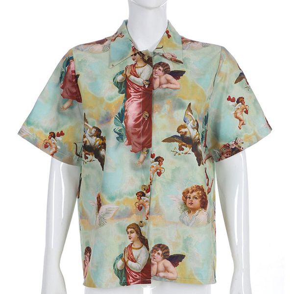 new 2021 vintage blouse fashion angel print shirt casual short sleeve turn down neck streetwear female summer tunic pv4d, White
new 2021 vintage blouse fashion angel print shirt casual short sleeve turn down neck streetwear female summer tunic pv4d, White