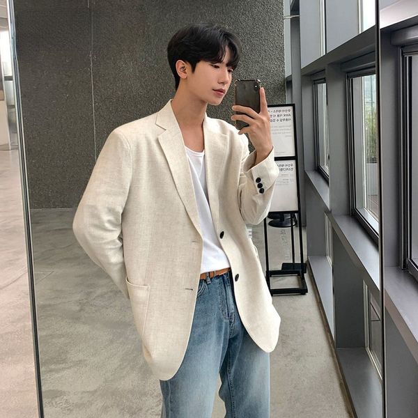 men's 2021 autumn cotton linen suit jacket korean fashion loose blazer lapel casual cool handsome multipurpose clothes, White;black
men's 2021 autumn cotton linen suit jacket korean fashion loose blazer lapel casual cool handsome multipurpose clothes, White;black