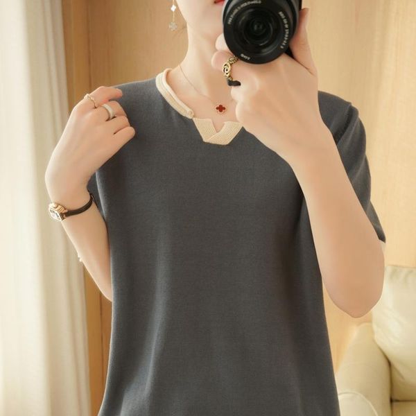 women's t-shirt 100% cotton t-shirts women fashion patchwork solid soft v-neck short sleeve female pullover summer elegant chic girls, White
women's t-shirt 100% cotton t-shirts women fashion patchwork solid soft v-neck short sleeve female pullover summer elegant chic girls, White