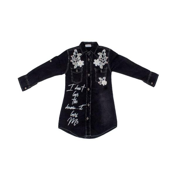 girl's dresses baby kids children girl vintage long sleeve black jean denim button up tunic with flower decorative blouse dress, Red;yellow
girl's dresses baby kids children girl vintage long sleeve black jean denim button up tunic with flower decorative blouse dress, Red;yellow