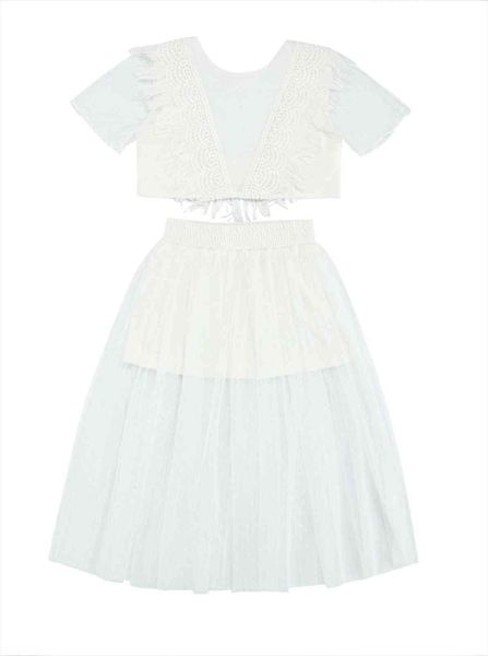 2pcs little girls tassel outfit, children sweet style solid color short skirt set, White
2pcs little girls tassel outfit, children sweet style solid color short skirt set, White