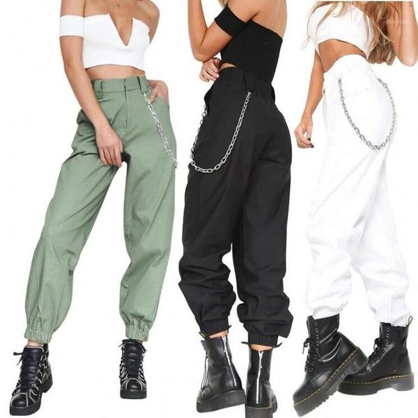 fall fashion harem pants trousers women solid sports joggers chain ankle banded cargo bottoms, Black;white 
fall fashion harem pants trousers women solid sports joggers chain ankle banded cargo bottoms, Black;white