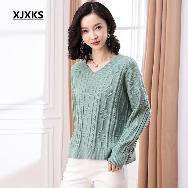 women's sweaters xjxks loose plus size fashion v-neck women sweater 2021 winter thick warm comfortable cashmere knit pullover, White;black
women's sweaters xjxks loose plus size fashion v-neck women sweater 2021 winter thick warm comfortable cashmere knit pullover, White;black