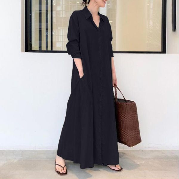 ethnic clothing cotton and linen long dress women solid color lapel v-neck long-sleeved pocket shirt summer maxi vestidos, Red
ethnic clothing cotton and linen long dress women solid color lapel v-neck long-sleeved pocket shirt summer maxi vestidos, Red