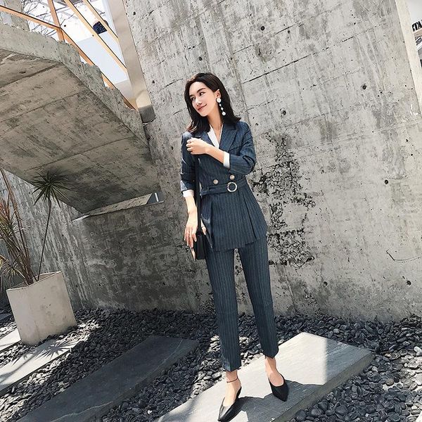 two piece dress women clothes spring fashion single-breasted slim temperament business small suit professional, White
two piece dress women clothes spring fashion single-breasted slim temperament business small suit professional, White