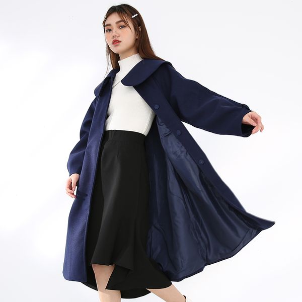 2021 spring new over knee peter pan collar single breasted long-sleeved solid color coats minimalist woolen overcoat 8d583, Black;brown
2021 spring new over knee peter pan collar single breasted long-sleeved solid color coats minimalist woolen overcoat 8d583, Black;brown