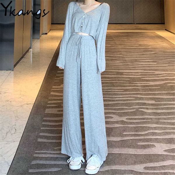 women 3pcs sets cropped single-breasted cardigan elastic high waist drawstring soft breathable wide leg pants casual female suit 210619, White
women 3pcs sets cropped single-breasted cardigan elastic high waist drawstring soft breathable wide leg pants casual female suit 210619, White