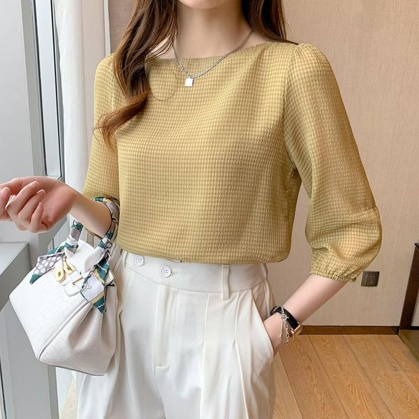 women's blouses & shirts 2021 summer three-quarter sleeve fashion word collar loose lantern chiffon blouse female, White
women's blouses & shirts 2021 summer three-quarter sleeve fashion word collar loose lantern chiffon blouse female, White