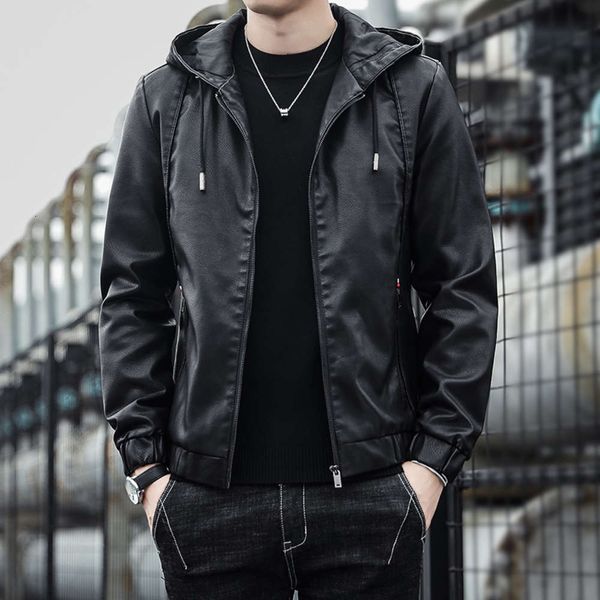 leather jacket, men's hooded slim fit, korean locomotive casual coat, Black;brown
leather jacket, men's hooded slim fit, korean locomotive casual coat, Black;brown