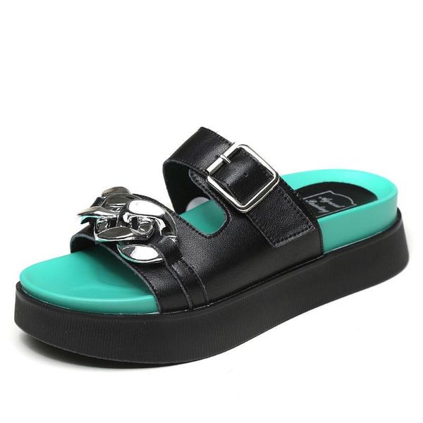 slippers brand design summer women outside non-slip genuine leather flat platform slip on female casual slides mujer, Black
slippers brand design summer women outside non-slip genuine leather flat platform slip on female casual slides mujer, Black