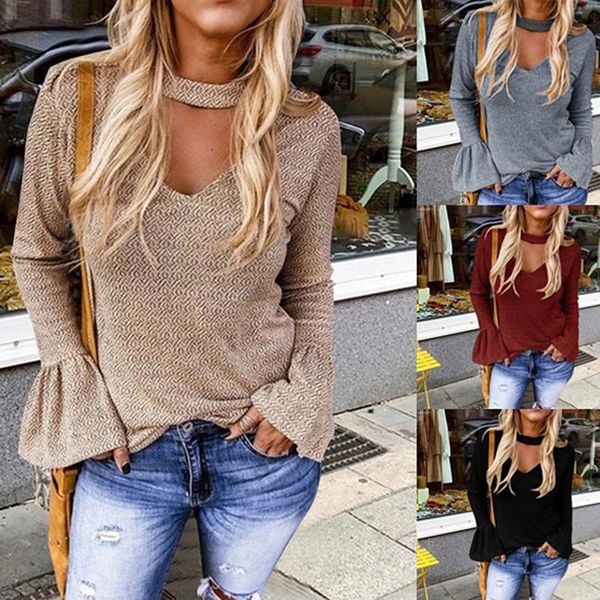 women's t-shirt 2021 women fashion deep v neck flare long sleeve lady summer casual clothing, White
women's t-shirt 2021 women fashion deep v neck flare long sleeve lady summer casual clothing, White