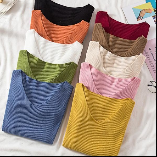 new 2021 women sweater autumn long sleeve pullover basic fashion v neck elastic female winter solid knitted jumper, White;black
new 2021 women sweater autumn long sleeve pullover basic fashion v neck elastic female winter solid knitted jumper, White;black