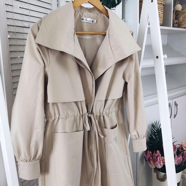 dropshipping women trench long section solid color coat light weight casual lady's windbreak collection, Tan;black
dropshipping women trench long section solid color coat light weight casual lady's windbreak collection, Tan;black